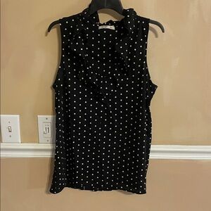 Old Navy Black Polka Dot Ruffle Blouse